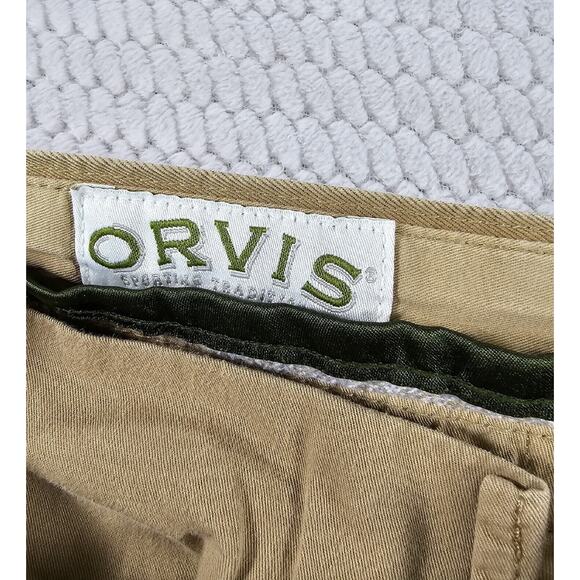 Orvis Pants Mens Size 34 Flat Front Khaki Work Wear Casual - Picture 6 of 9